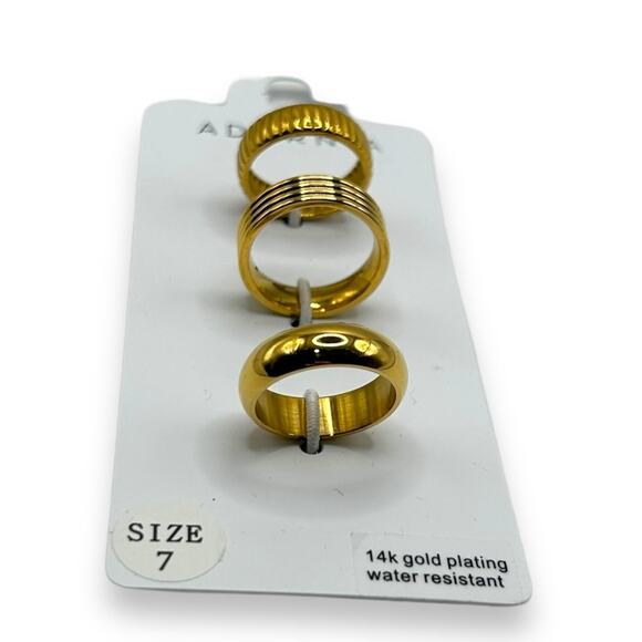 NWT Adornia 14K Gold over stainless steel wide stacking band ring set Macy’s NEW - Picture 3 of 8